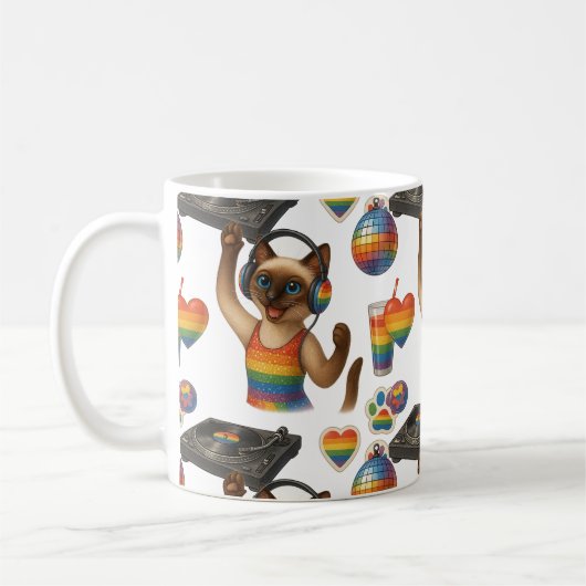 Mug DJ Pride Paws Pride inspirée par le chat Pride LGB (Gauche)