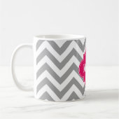 Mug Dk Grey Lg Chevron Raspberry Quatrefoil 3 Monogram (Gauche)
