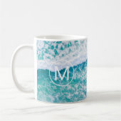 Mug do-it-yourself Monogramme blanc en cercle, Vagues  (Gauche)