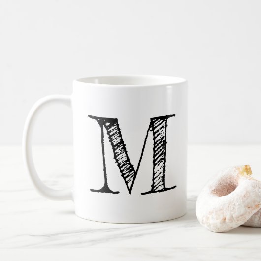 Mug DO-IT-YOURSELF Monogramme noir personnalisé Tee in (Avec donut)