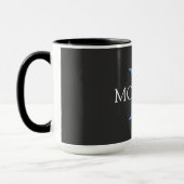 Mug do-it-yourself Monogramme & Nom, Noir, Bleu & Blan (Gauche)
