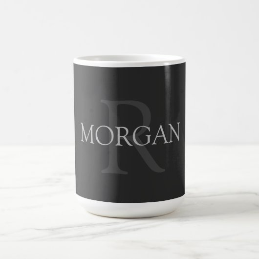 Mug do-it-yourself Monogramme & Nom, Noir Classique Av (Centre)