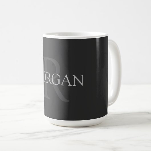Mug do-it-yourself Monogramme & Nom, Noir Classique Av (Devant droit)