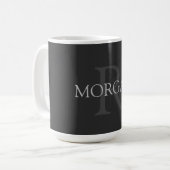 Mug do-it-yourself Monogramme & Nom, Noir Classique Av (Devant gauche)