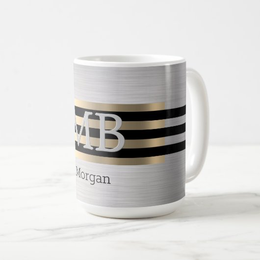 Mug do-it-yourself Nom Monogramme, Yel Gold Brossé Sil (Devant droit)