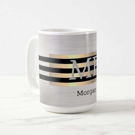 Mug do-it-yourself Nom Monogramme, Yel Gold Brossé Sil (Devant gauche)