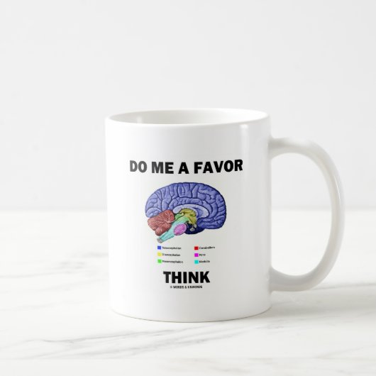 Mug Do Me A Favor Think (Humour d'anatomie cérébrale) (Droite)