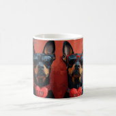Mug Doberman au cœur Roses Saint-Valentin (Centre)