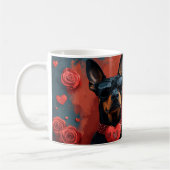 Mug Doberman au cœur Roses Saint-Valentin (Gauche)
