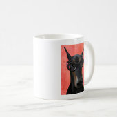 Mug Doberman avec lunettes (Devant droit)