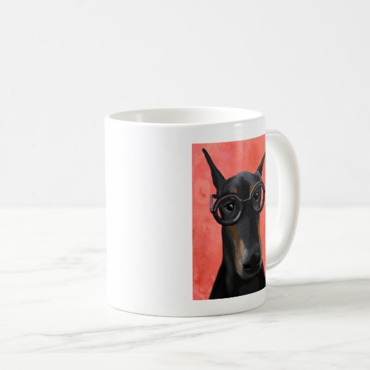 Mug Doberman avec lunettes (Devant droit)