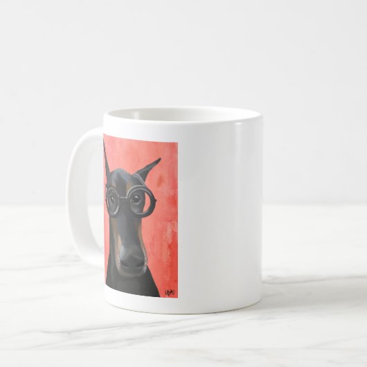 Mug Doberman avec lunettes (Devant gauche)