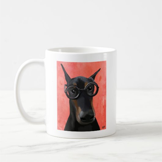Mug Doberman avec lunettes (Gauche)
