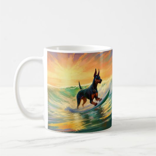 Mug Doberman Beach Surf Peinture (Gauche)