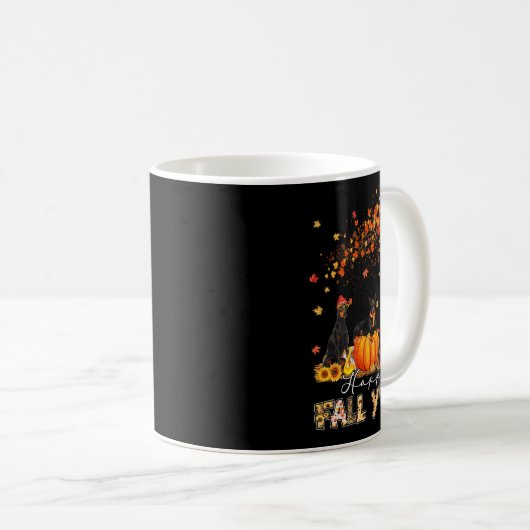 Mug Doberman Chien Automne Automne Citrouille Camion M (Devant droit)
