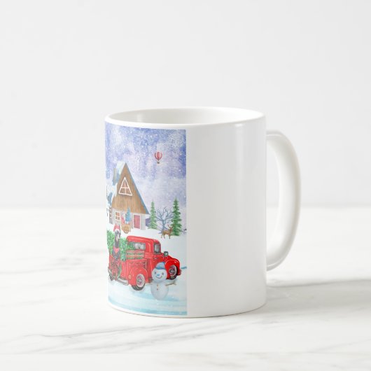Mug Doberman Chien en Livraison Noël Camion Neige (Devant droit)