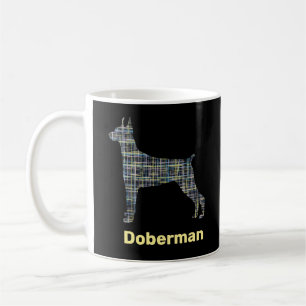 Mug Doberman Chien Silhouette Jaune et Grille Noire