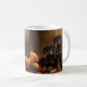 Mug Doberman Chiot Automne Citrouille de plaisir (Devant droit)