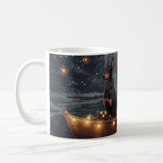 Mug Doberman Christmas Festive Voyage (Gauche)