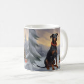 Mug Doberman dans la neige de Noël  (Devant droit)