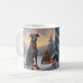 Mug Doberman dans la neige de Noël  (Devant gauche)
