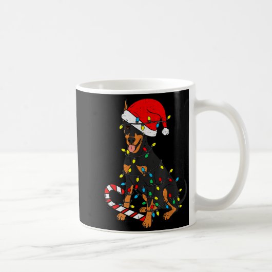 Mug Doberman Dog Christmas Lights Santa Xmas Pet Dog L (Droite)