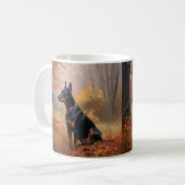 Mug Doberman en automne Feuilles automne Inspire (Devant gauche)