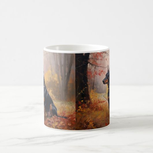 Mug Doberman en automne Feuilles automne Inspire (Centre)
