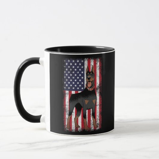 Mug Doberman Pinscher Drapeau américain Canine Whisper (Gauche)
