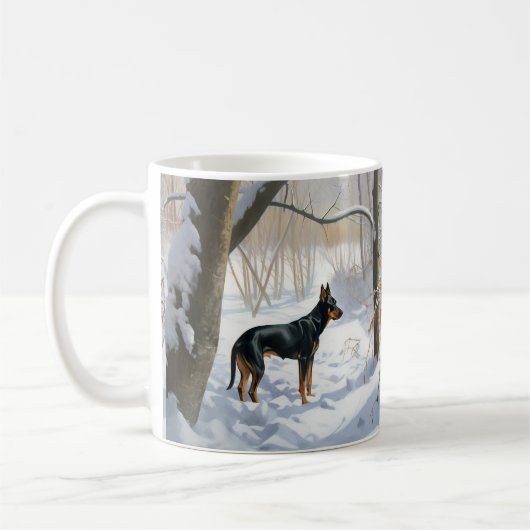 Mug Doberman Pinscher Laisser Neige Noël (Gauche)