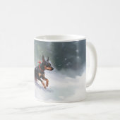 Mug Doberman Pinscher Noël neige hiver (Devant droit)