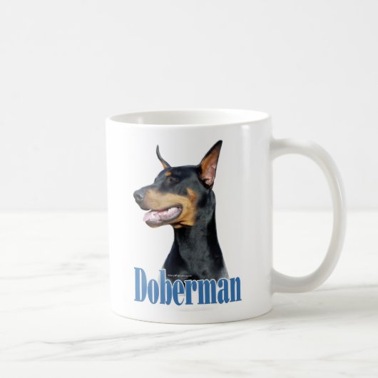 Mug Doberman Pinscher (noir) Nom (Droite)