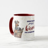 Mug Doberman Pinscher Puppy Kisses Tout réparer (Devant gauche)