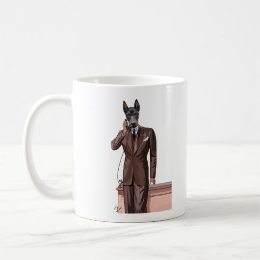 Mug Doberman sur téléphone (Gauche)