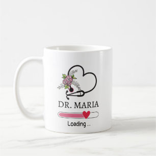 Mug Docteur Chargement Coeur Stethoscope Nom personnal