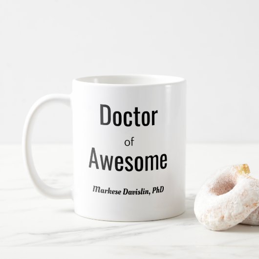 Mug Docteur de Awesome Nom PhD (Avec donut)