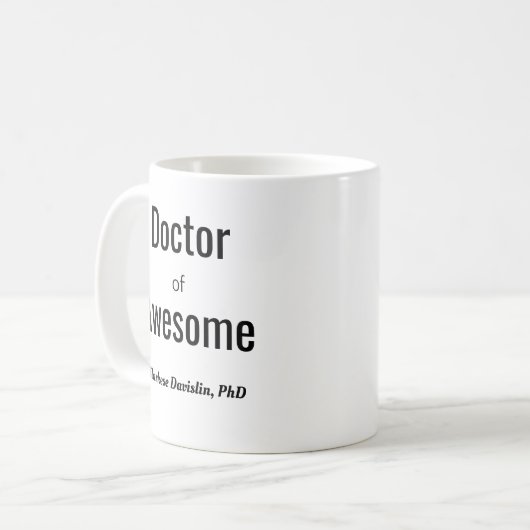 Mug Docteur de Awesome Nom PhD (Devant gauche)