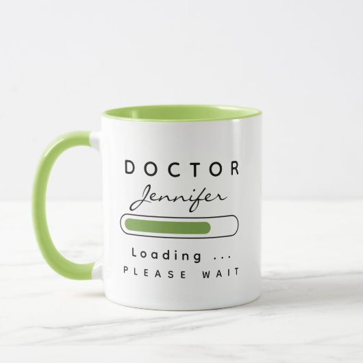 Mug DOCTEUR [Nom] Chargement vert et blanc (Gauche)