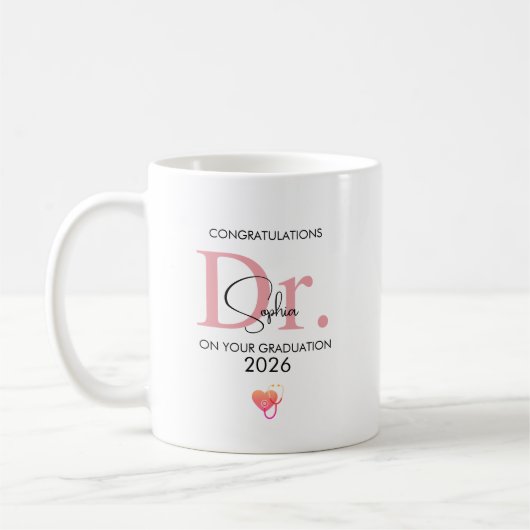 Mug Doctor Graduation Personalized Name Class 2026 (Gauche)