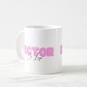Mug Doctorat Diplôme de doctorat en rose noir Nom (Devant gauche)