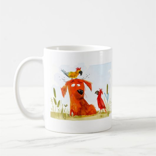 Mug Dog and Parrots Cartoon (Gauche)