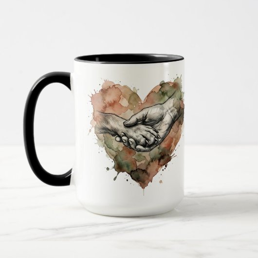 Mug Dog Lover Human Animal Bond Watercolor Heart (Gauche)