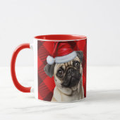 Mug Dog Lover's Pug Holiday Red Buffalo Plaid (Gauche)