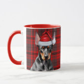 Mug Dog Lover's Red Plaid Doberman Pinscher Holiday (Gauche)