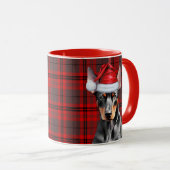 Mug Dog Lover's Red Plaid Doberman Pinscher Holiday (Devant droit)