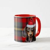 Mug Dog Lover's Red Plaid Smooth Dachshund Holiday (Devant droit)