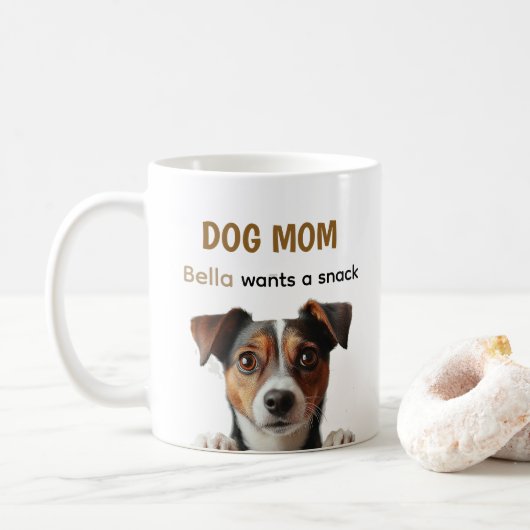 Mug Dog Mom Cute Puppy Coffee Quote Design (Avec donut)