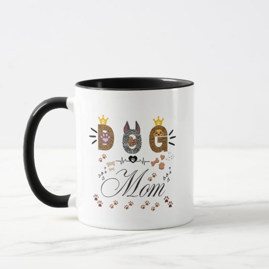 Mug Dog Mom Leopard Print Paw Design/Leopard Dog Mom (Gauche)