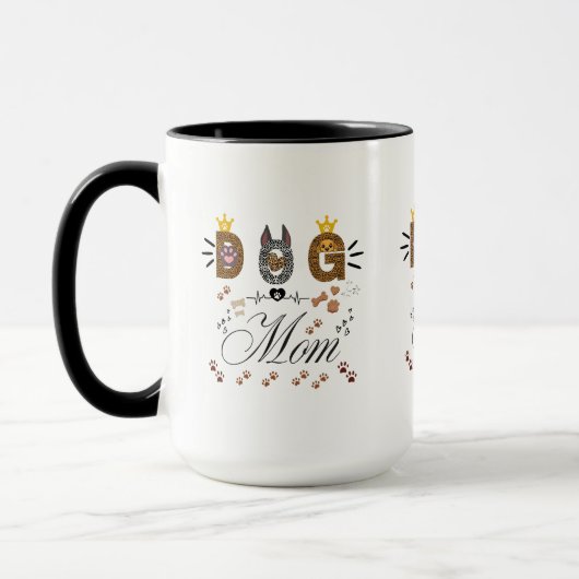 Mug Dog Mom Leopard Print Paw Design/Leopard Dog Mom (Gauche)