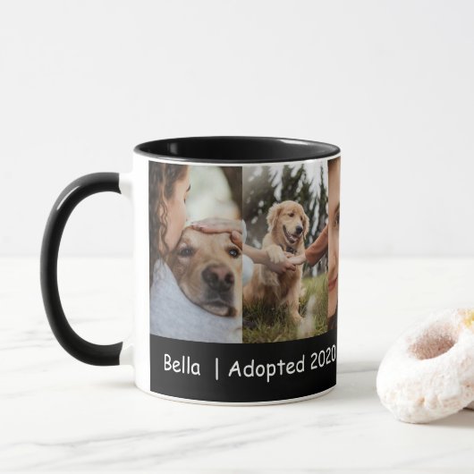 Mug Dog Mom Photo Collage With Adoption Year (Avec donut)